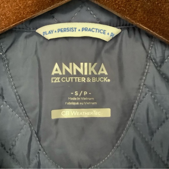 ANNIKA CUTTER & BUCK WEATHERTEC JACKET/ VEST S/P BLUE LIKE NEW - Picture 2 of 6